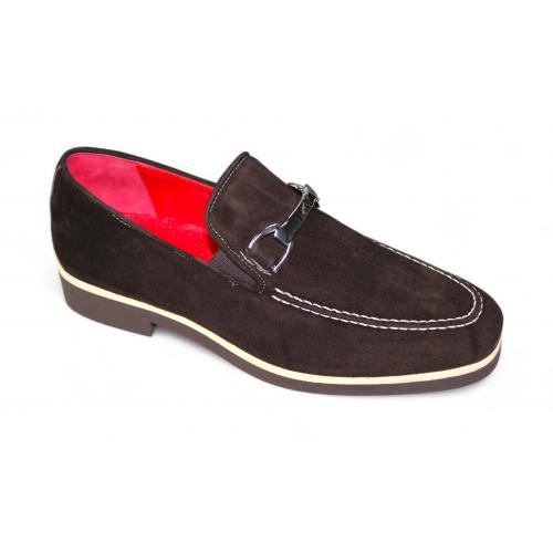 Emilio Franco "Nino II" Chocolate Genuine Italian Suede Leather With Bracelet Loafers.